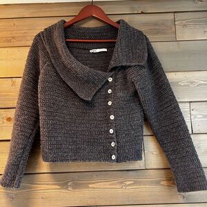 Zara Charcoal Cowl Neck Sweater with Button Accents